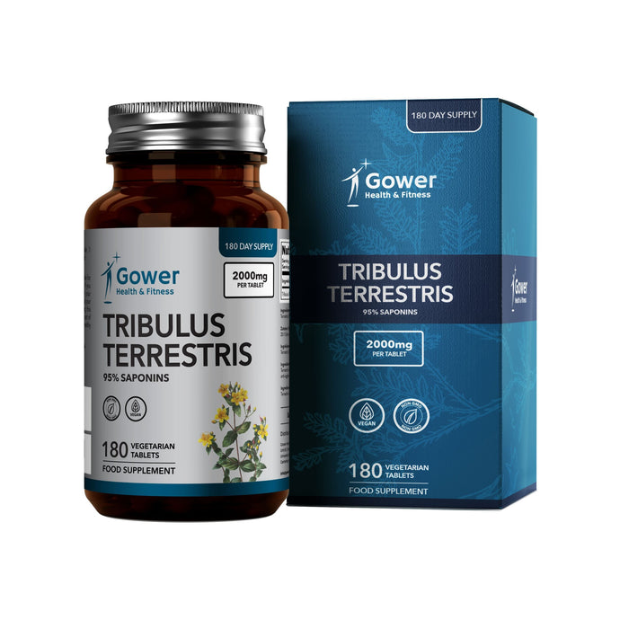 Gower Health & Fitness Tribulus Terrestris supplement bottle and packaging on a white background