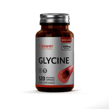 Load image into Gallery viewer, Supplement bottle labeled &#39;Glycine&#39; by Gower Health &amp; Fitness on a white background
