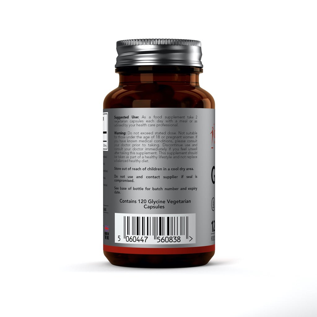 Brown supplement bottle with label on a white background