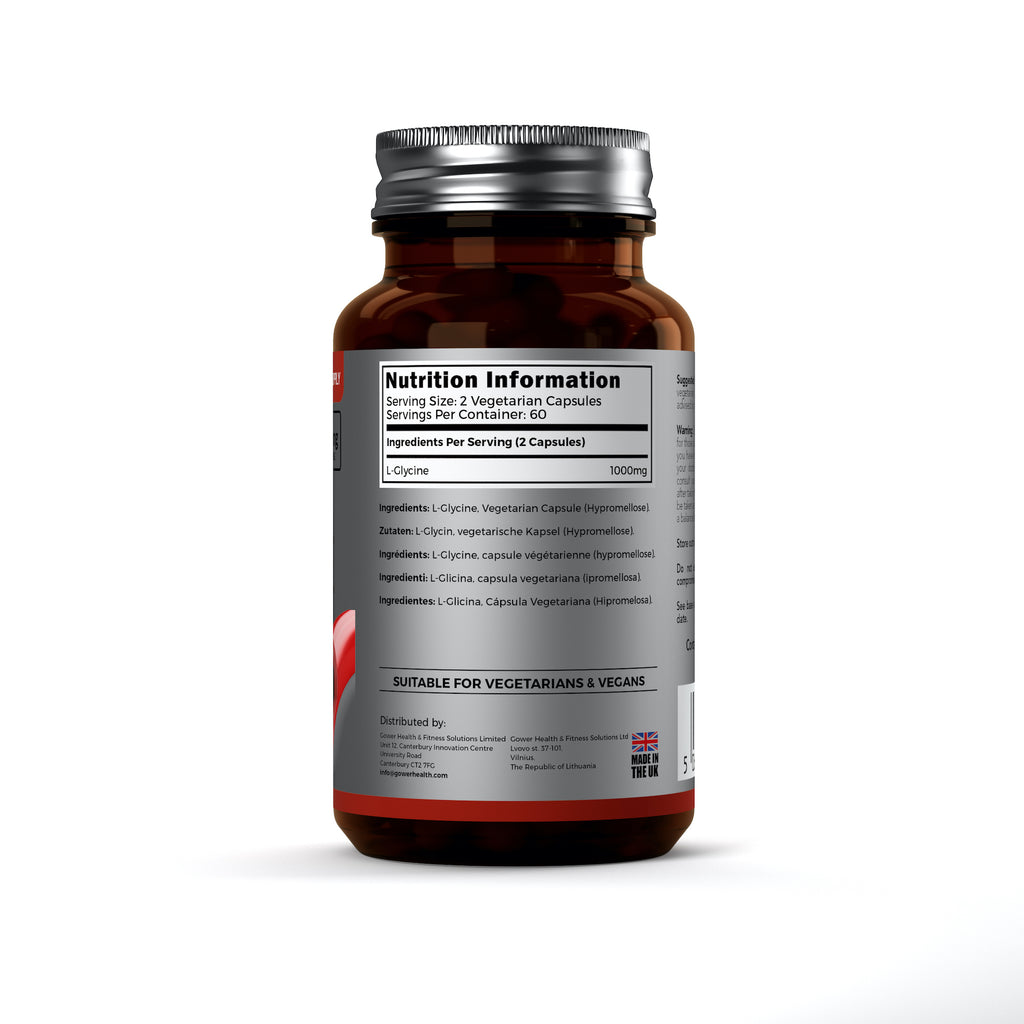 Brown supplement bottle with nutrition label on a white background