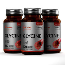 Load image into Gallery viewer, Three bottles of Gower Health &amp; Fitness Glycine supplement on a white background
